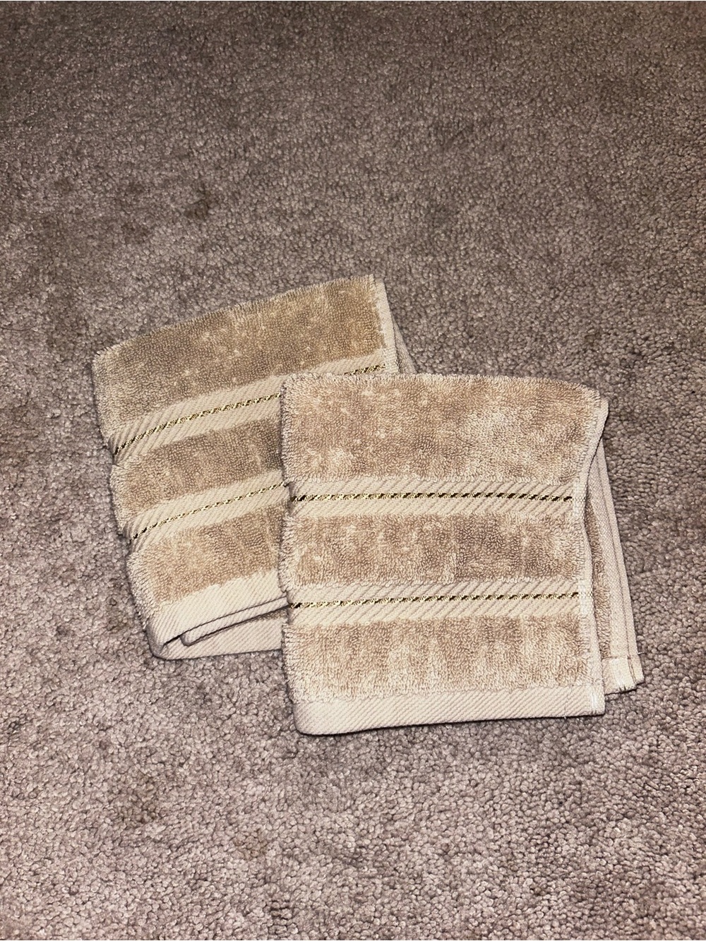 Beige Wash Cloths - Soft Plush Washcloths (Set of 2)
